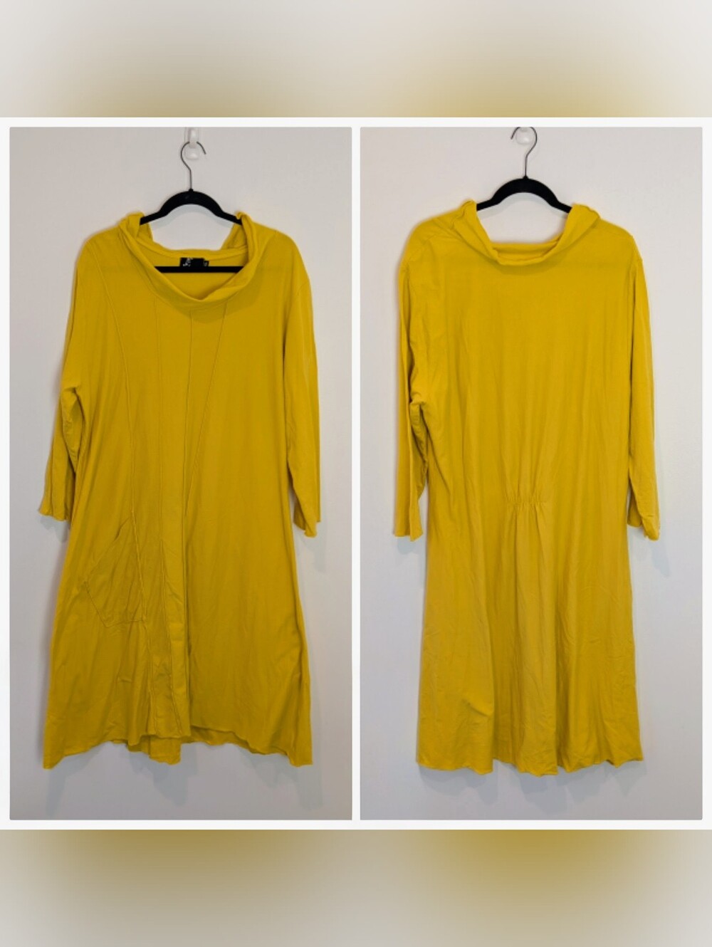 Fenini Asymmetrical Cowl Neck Midi Dress Size XXL Lagenlook